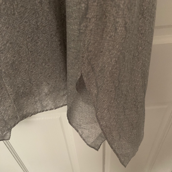 Eileen Fisher - Orig. $328 - Silver Silk Dress - Asymmetrical Hem - Picture 5 of 9